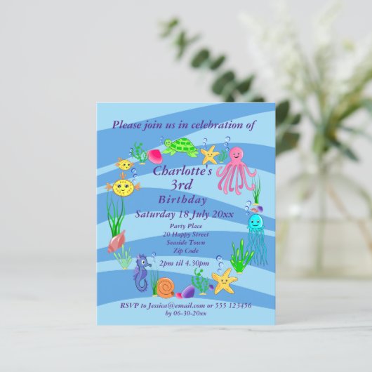 Uitnodiging tot zee Life (Staand voorkant)