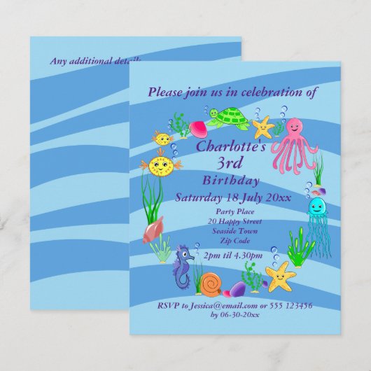 Uitnodiging tot zee Life (Voorkant / Achterkant)