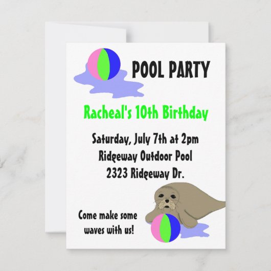 Uitnodiging tot zee Lion Pool (Voorkant)