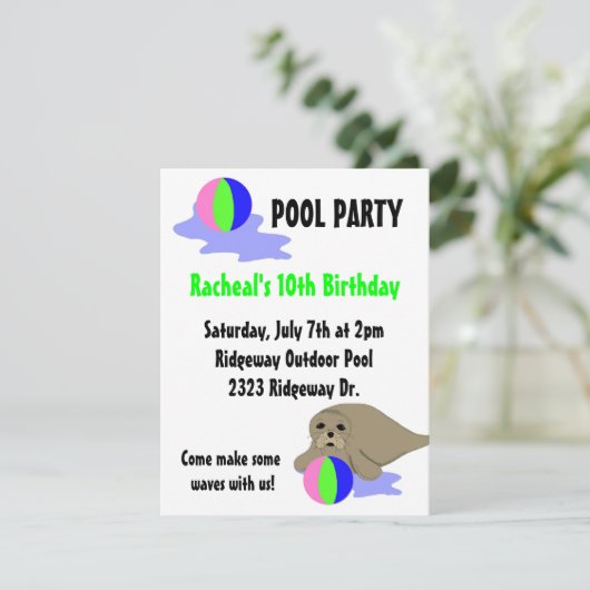 Uitnodiging tot zee Lion Pool (Staand voorkant)