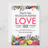 Uitnodiging tot zomerbruiloft voor kleurige bloeme (Voorkant)