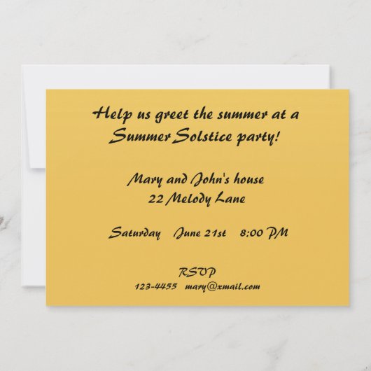 Uitnodiging tot zomerzonde en bloemen (Achterkant)