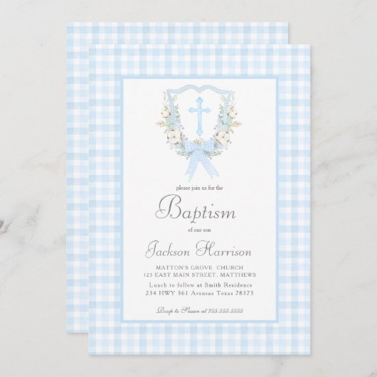 Uitnodiging tot zuidelijk doop, jongensdoop (Voorkant / Achterkant)