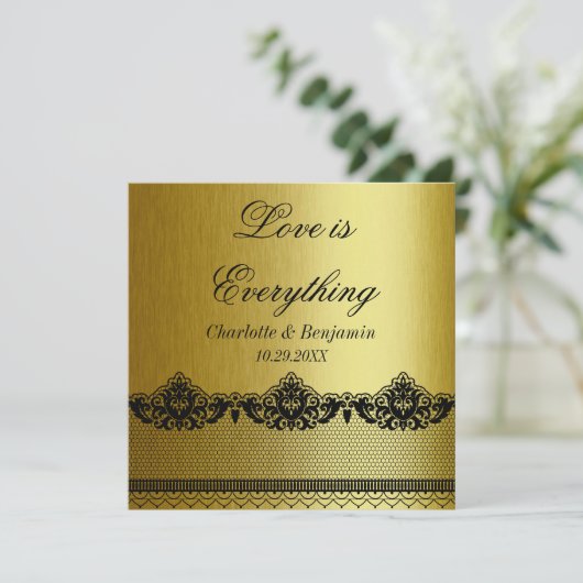 Uitnodiging tot -zwarte en goudweddenschappen (Staand voorkant)