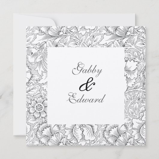 Uitnodiging tot -zwarte en witte-patroonbruiloft (Voorkant)