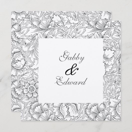 Uitnodiging tot -zwarte en witte-patroonbruiloft (Voorkant / Achterkant)