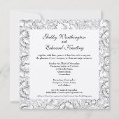 Uitnodiging tot -zwarte en witte-patroonbruiloft (Achterkant)