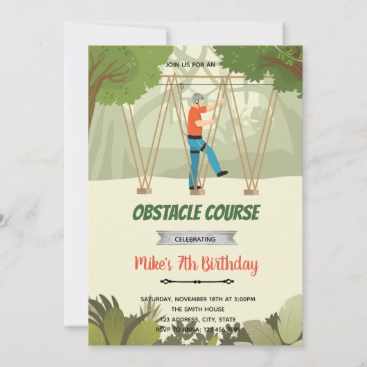 Uitnodiging touw lopen hindernisbaan (Voorkant)