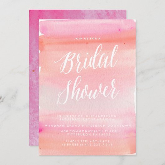 Uitnodiging TREDNY WATERVERF BRIDAL SHOWER (Voorkant / Achterkant)