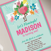 Uitnodiging Tropical Flamingo Birthday Party