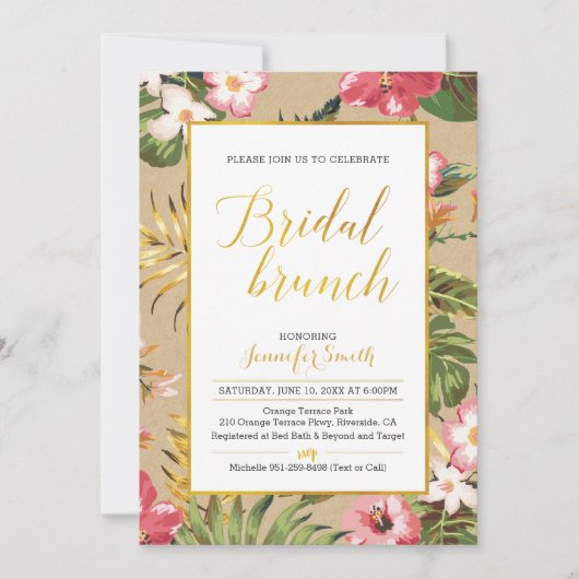 Uitnodiging Tropical Kraft Bridal Brunch (Voorkant)