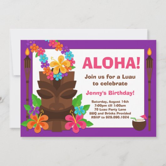 Uitnodiging Tropical Luau Party (Voorkant)