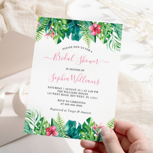 Uitnodiging Tropische bloemen Bridal Shower