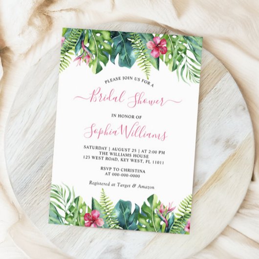 Uitnodiging Tropische bloemen Bridal Shower