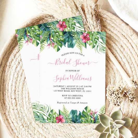 Uitnodiging Tropische bloemen Bridal Shower