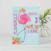 Uitnodiging Tropische Flamingo Birthday (Staand voorkant)