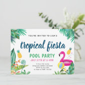Uitnodiging Tropische Pool Party (Staand voorkant)