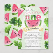 Uitnodiging tropische watermeloen 1e verjaardag va (Voorkant / Achterkant)