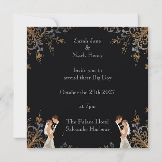 Uitnodiging Trouw layout die je kunt personalisere (Voorkant)