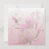 Uitnodiging Trouw Roze Bloem Ringen (Achterkant)