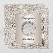 Uitnodiging Trouw Verloving Sepia Bloem Frame (Voorkant / Achterkant)