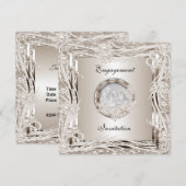 Uitnodiging Trouw Verlovings Sepia Bloem Frame (Voorkant / Achterkant)