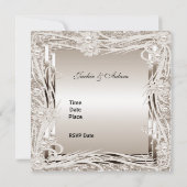 Uitnodiging Trouw Verlovings Sepia Bloem Frame (Achterkant)