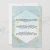Uitnodiging Trouwdag Blauw Turkoois Goud Portugese (Achterkant)