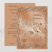 Uitnodiging Trouwdag Liefde Zwanen Bloemen (Voorkant / Achterkant)