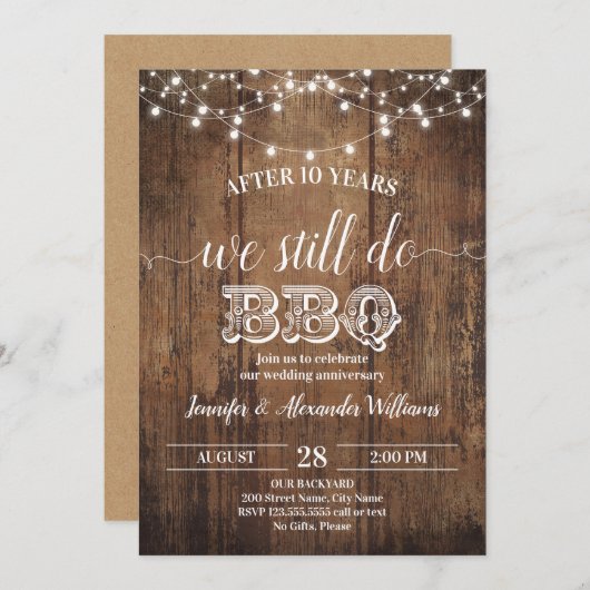 Uitnodiging trouwdag We doen nog steeds BBQ (Voorkant / Achterkant)