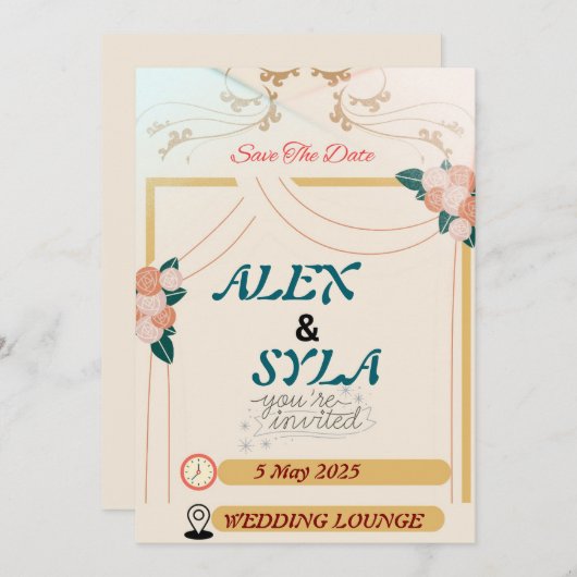 Uitnodiging Trouwfeest - Bewerkbare Template (Voorkant / Achterkant)