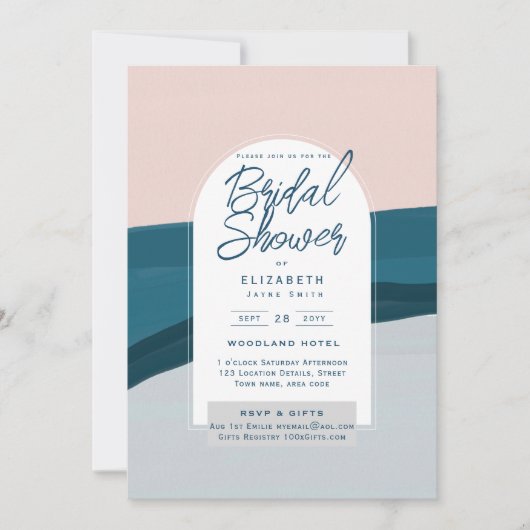 UITNODIGING TROUWFEestJE DIGITAAL Blauw Roze Marin (Voorkant)