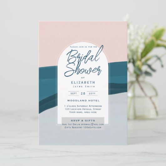 UITNODIGING TROUWFEestJE DIGITAAL Blauw Roze Marin (Staand voorkant)