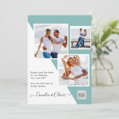 Uitnodiging Trouwfoto's met Zee Glas QR Code Bewaa (Staand voorkant)