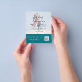 Uitnodiging Trouwfoto's met Zee Glas QR Code Bewaa Flyer (Hand)