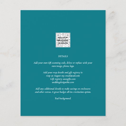 Uitnodiging Trouwfoto's met Zee Glas QR Code Bewaa Flyer (Achterkant)