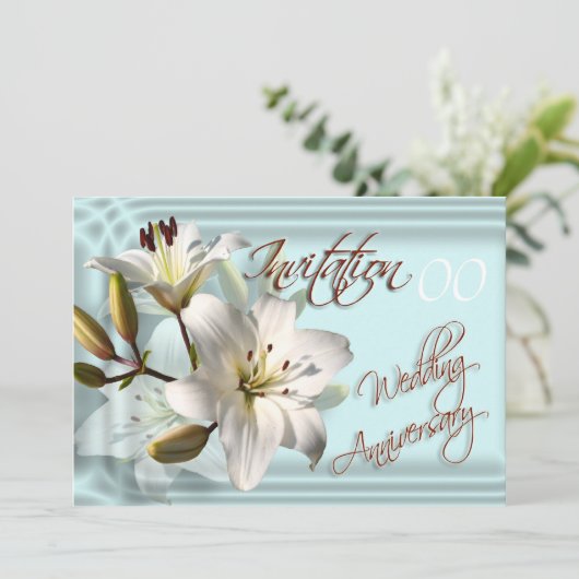 Uitnodiging trouwjubileum lelies sjabloon (Staand voorkant)