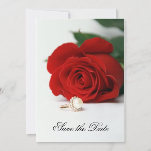 Uitnodiging trouwkaart, Red Rose, sparen de Datum (Voorkant)