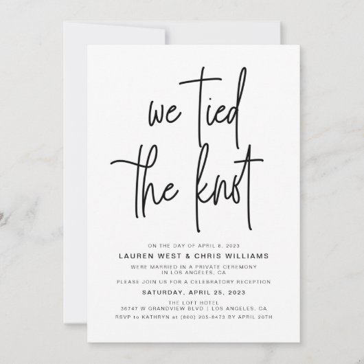 Uitnodiging Trouwreceptie 'We Knoopte de Knoop' (Voorkant)