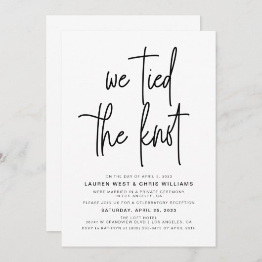 Uitnodiging Trouwreceptie 'We Knoopte de Knoop' (Voorkant / Achterkant)
