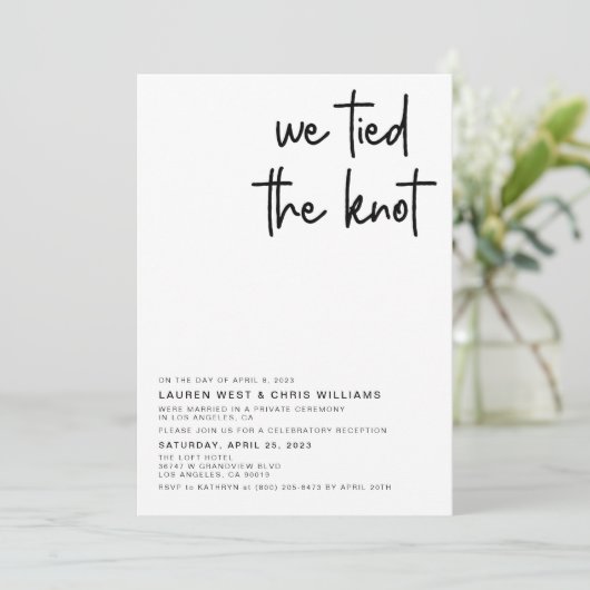 Uitnodiging Trouwreceptie 'We Knoopte de Knoop' (Staand voorkant)