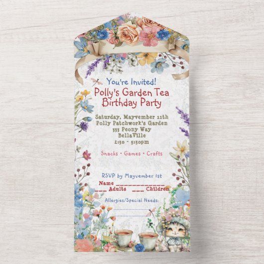 Uitnodiging Tuin Thee Feestje (Binnen)
