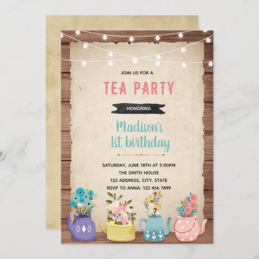 Uitnodiging tuinfeest thema (Voorkant / Achterkant)