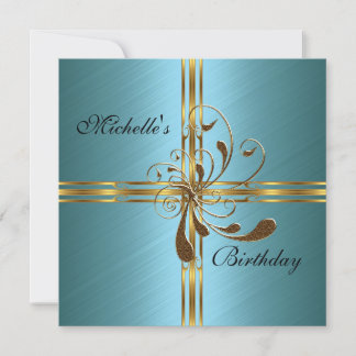 Uitnodiging Turquoise & Goud Abstract