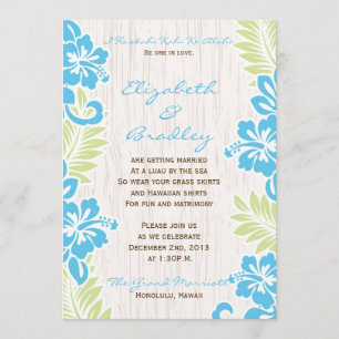 Uitnodiging Turquoise voor Tropical Hawaiian Weddi
