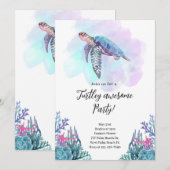 Uitnodiging Turtley Awesome Feestje (Voorkant / Achterkant)