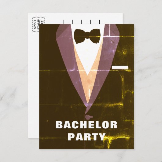  uitnodiging Tuxedo Bachelor (Voorkant / Achterkant)