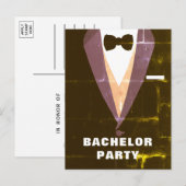 uitnodiging Tuxedo Bachelor Briefkaart (Voorkant / Achterkant)