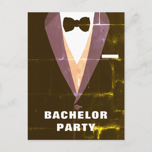 uitnodiging Tuxedo Bachelor Briefkaart (Voorkant)