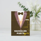 uitnodiging Tuxedo Bachelor Briefkaart (Staand voorkant)